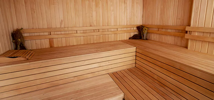 Spruce Wood Sauna Interior Construction in Bradford, Ontario